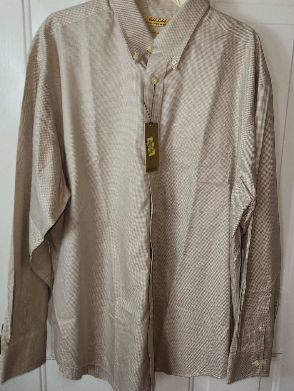 Roundtree & Yorke Gold Label Mens Cream Shirt Non-Iron Performance NWT Size L